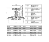 Van kim inox 304 DN10 - 320P